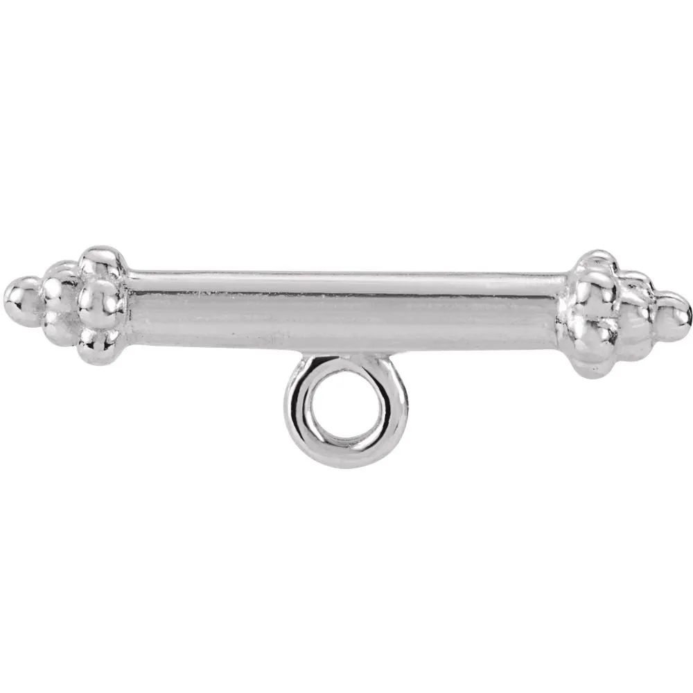 14k White Gold 13.5mm Granulated Toggle Bar
