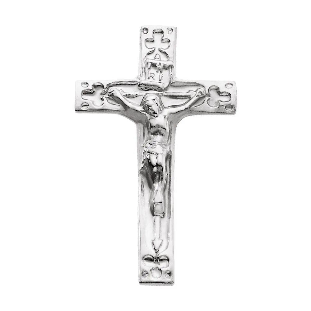 14k White Gold Crucifix Lapel Pin