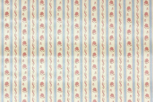 1980s Floral Stripe Vintage Wallpaper