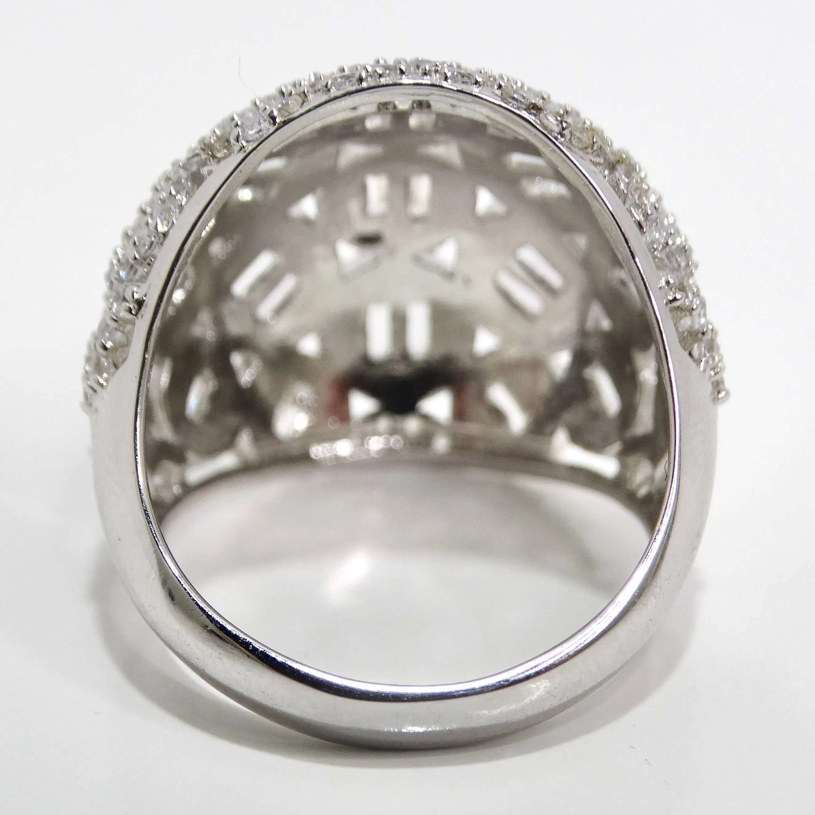 1990s Silver Swarovski Crystal Dome Ring
