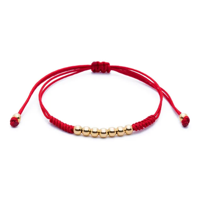 7 Plated 18K Gold Balls Bracelet - 8 Colours Waxed Cord