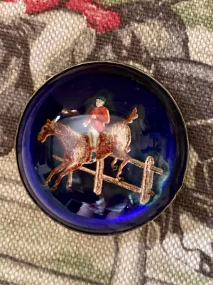 Brooch Pin Vintage Rosette Field Hunter Taking a Fence