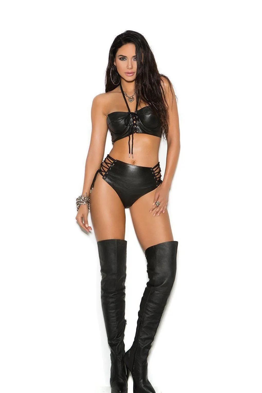 Leather Underwire Lace Top
