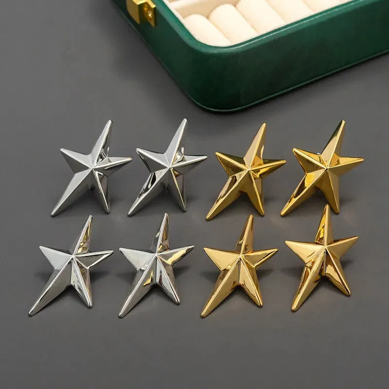 Simple Geometric Five-Pointed Star Metal Earrings