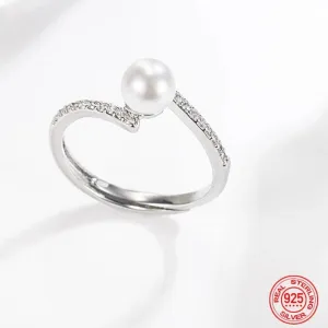 Twisted Pearl Zircon Ring