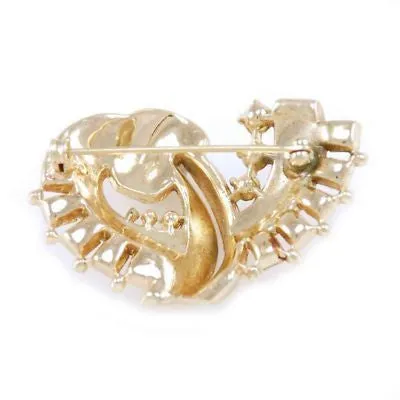 Vintage Stylized Rhinestone Bow Brooch 1930S